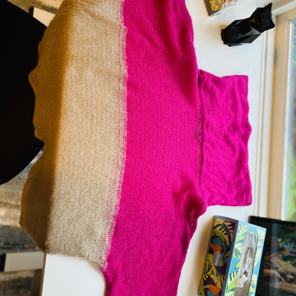 Banana Republic Hot Electric Pink and Tan Cowl Neck Sweater - Picture 6 of 6